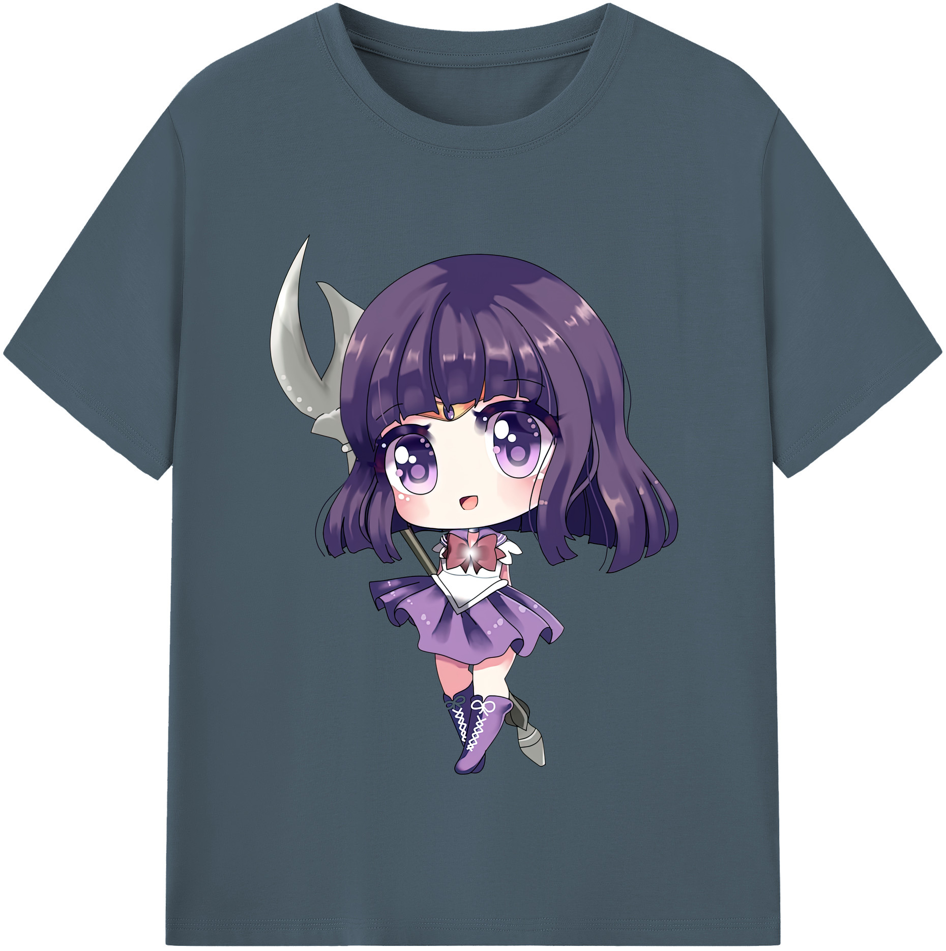 （画像用） 美少女戦士セーラームーン 土萠ほたる Sailor Moon Tomoe Hotaru （セーラーサターン；Sailor Saturn） 綿100％半袖Tシャツ（フロントプリント）